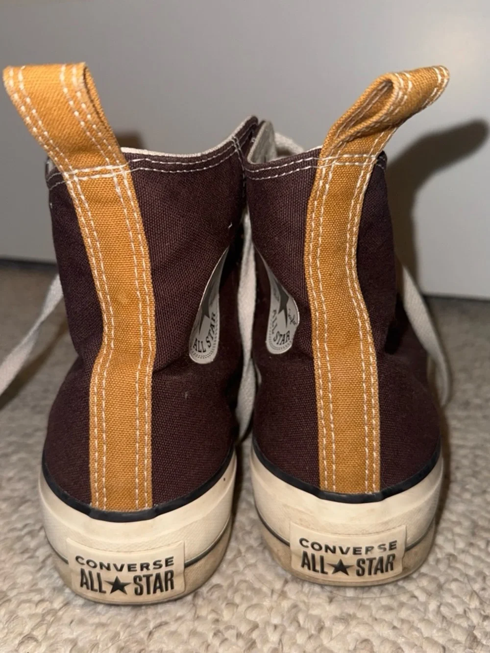 Converse High Top Sneakers - Burgundy with Cream Accents - Picture 3 of 6